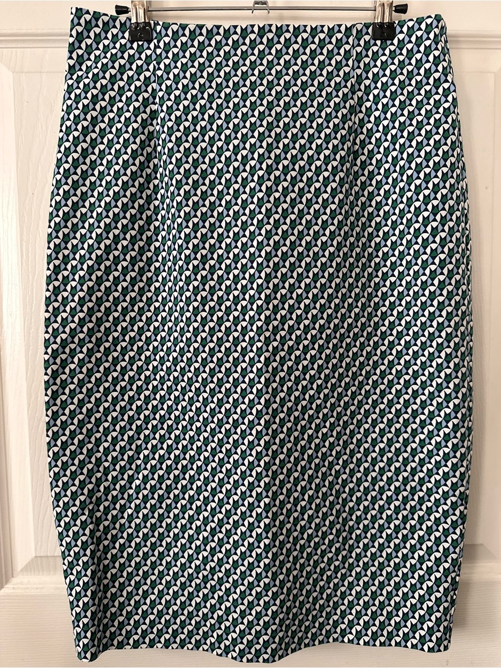 Boden Navy and White Geometric Pencil Skirt